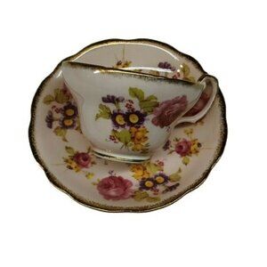 E.B. FOLEY Pink Roses Tea Cup and Saucer